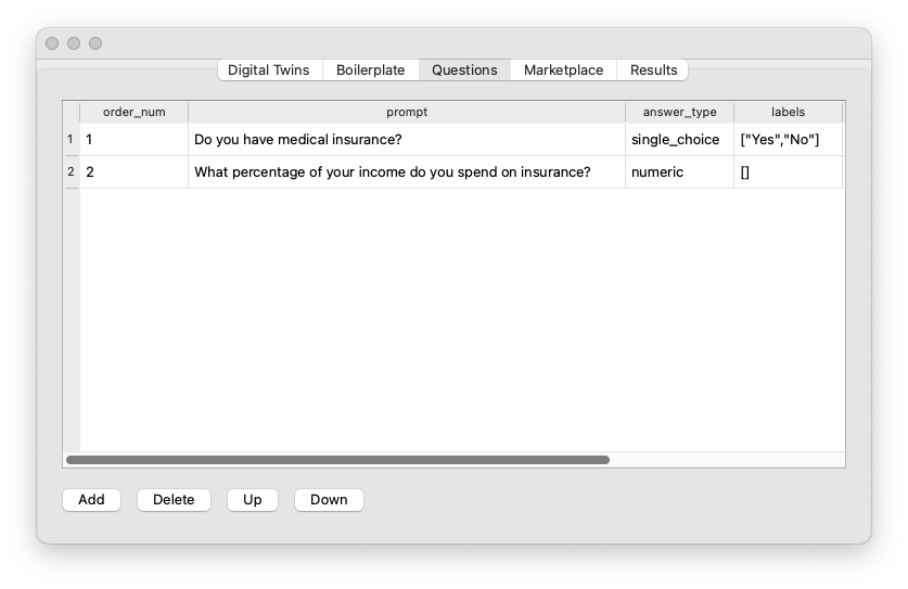 Questions screenshot